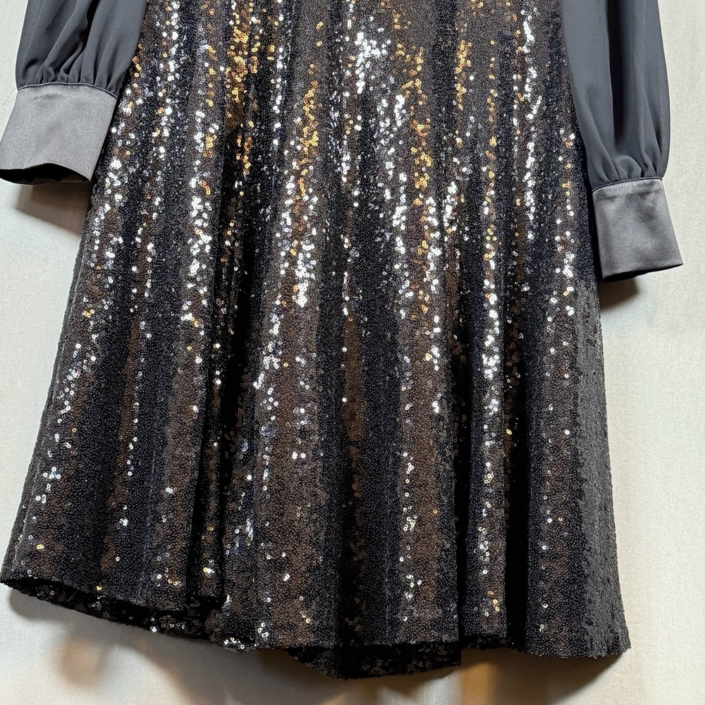 Torrid Sylvia Mollie Black Tie Neck Sequin Cocktail Formal Mini Dress Women's 12 - Picture 6 of 16
